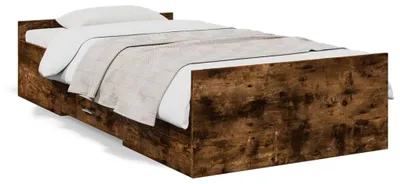 Productafbeelding van vidaXL Bedframe met lades, gerookt eikenhout, 75x190 cm, houtvezelplaat