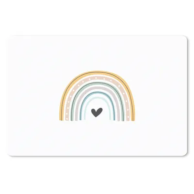 Produktbild von MuchoWow® Schreibtischunterlage Regenbogen - Herz - Tupfen - Pastell - Kinder 60x40 cm - XXL Mauspad - Großes Mauspad