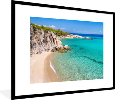 Produktbild von MuchoWow® Gerahmtes Poster Meer - Strand - Sommer 80x60 cm - Poster mit Schwarzem Bilderrahmen Wandposter Rahmen Foto Bilder - Schlafzimmer-Dekorationen - Fotoposter