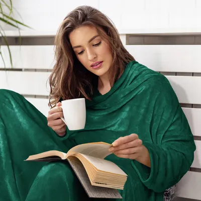 Obrázok produktu pre Deka Oversize, Teplá, Hrubá, S Kapucňou, Tmavozelená, Bingie