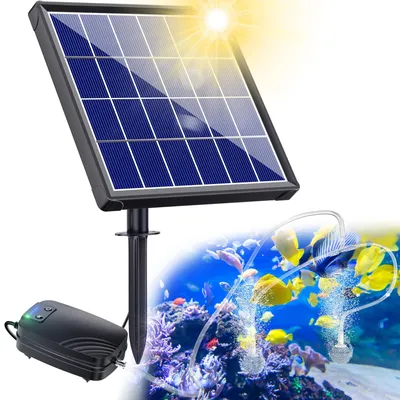 Solar-Teichbelüfter mit 2200 mAh Akku, 2,5 W, 3 m Schlauch, für Teiche bis 600 l