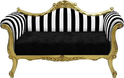 Produktbild von Casa Padrino Barock Sofa mit Streifen Schwarz / Weiß / Gold - Handgefertigtes Wohnzimmer Sofa im Barockstil - Barock Wohnzimmer Möbel