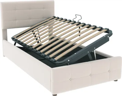 Image de Abrihome Lit d'enfant rembourré 90x200 cm avec espace de rangement, lit de rangement hydraulique, tissu velours, beige