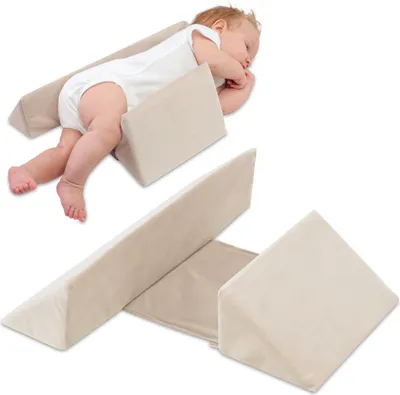 Produktbild von Polohovací vankúš detský klinový vankúš na spanie pre deti 0-12 mesiacov - bočný polohovací vankúš trojuholníkový ergonomický klinový vankúš podporný vankúš a detský vankúš proti prevráteniu
