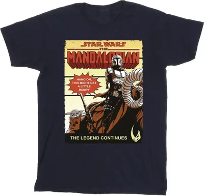 Image de T-shirt pour homme Star Wars, The Mandalorian, "Bumpy Ride", référence BI47325 (Taille S, bleu marine)