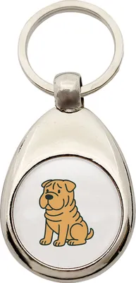 Produktbild von Huuraa Schlüsselanhänger Shar Pei Comic PeiPei Metall Schlüsselring Einkaufswagenchip Geschenkidee