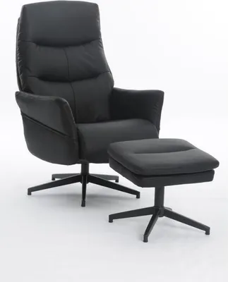 Produktbild von Happy Home Relaxsessel mit Hocker gepolstert Dunkelgrau ergonomischer Fernsehsessel verstellbar bis 128° Drehfunktion Wohnzimmer TV Sessel