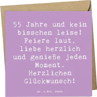 Produktbild von Mr. & Mrs. Panda Klappkarte Spruch 55. Geburtstag - Lavendeltraum - Geschenk, Meilenstein, faltkarte, laut feiern, kein bisschen leise, fünfzigster, Happy Birthday
