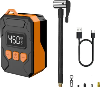 Obrázok produktu pre INF Prenosný elektrický hustilka pneumatík - akumulátorový kompresor pre auto, bicykel a ďalšie Oranžová