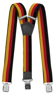 Produktbild von Fabio Farini - 1 Stück 4cm Breites Y-Design verstellbar mit extra starken Clipverschluss, Schwarz/Rot/Gelb
