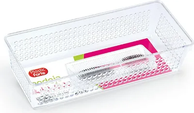 Produktbild von PlasticForte Organizer / Aufbewahrungskorb - Kunststoff - transparent - 26 x 11 cm - Schubladeneinte