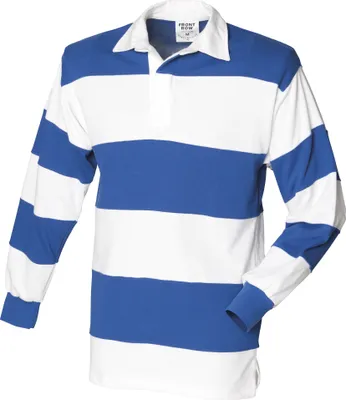 Produktbild von Front Row Rugby Polo-Shirt, langärmlig, gestreift RW476 (XL) (Weiß/Königsblau)