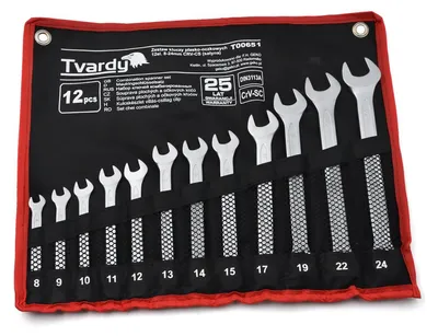 Immagine prodotto di Set-kit chiavi combinate, inglesi, professionali, anello e forchetta in acciaio Cr-V, 8-24 mm, 12 pezzi, Geko