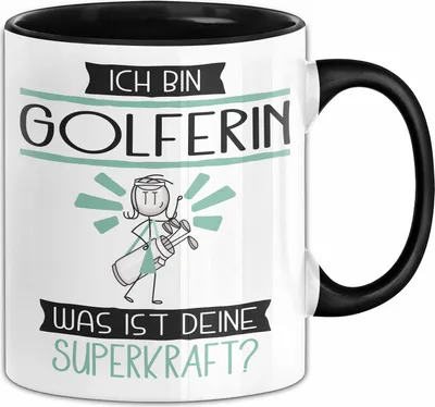 Produktbild von Golferin Geschenk Tasse Ich Bin Golferin Was Ist Deine Superkraft Geschenkidee Lustig Geburtstag Weihnachten (Schwarz)