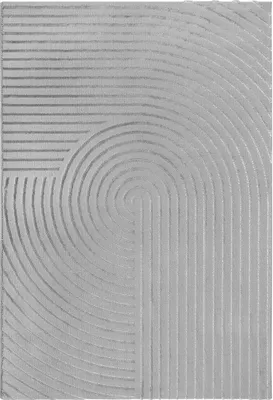 A rug with a modern geometric pattern.