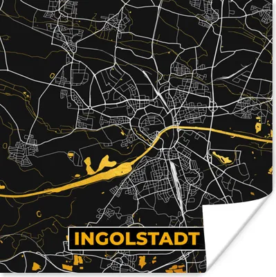 Produktbild von MuchoWow® Poster Ingolstadt - Karte - Deutschland - Gold - Stadtplan 100x100 cm - Babyzimmer