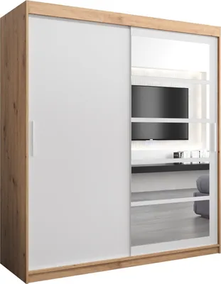 Produktbild von Kleiderschrank, Schiebetürenschrank Schlafzimmer, Schrank mit Spiegel ROMA 1 180 cm