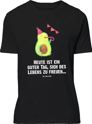 Produktbild von Mr. & Mrs. Panda Größe XL T-Shirt Avocado Party - Schwarz - Geschenk, Geburtstag, Happy Birthday, Shirt, mit Spruch, Genießen, Feier, Tshirt
