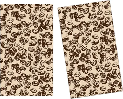 Produktbild von Spritzschutz Herdabdeckplatte Schneidebrett aus Glas Skizze aus Kaffeebohnen 2-Teilig (60x52cm)