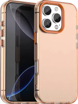 Image de Coque pour iPhone 16 Pro Max, coque fine semi-transparente matte antichoc Orange