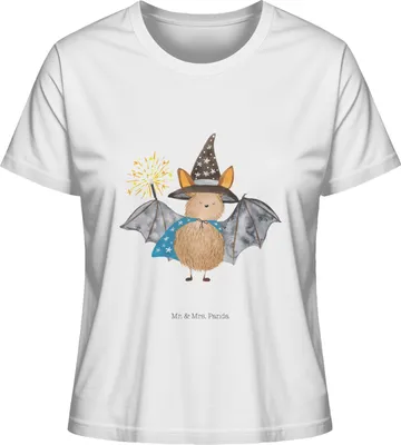 Produktbild von Mr. & Mrs. Panda Baumwoll T-Shirt Damen Fledermaus Zauberer Größe S - Weiß - Geschenk, Lustige Sprüche, Frauen, Reinsteigern, Oberteil, Shirt Mit Print, Basic, Magier