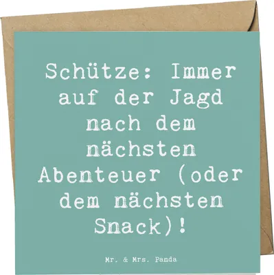Produktbild von Mr. & Mrs. Panda Grußkarte Spruch Abenteuer Schütze - Meeresbrise - Geschenk, Geschenke Astrologie, anlasskarte, Glückwunschkarte, Sternzeichen, Feuerzeichen, Neugierde