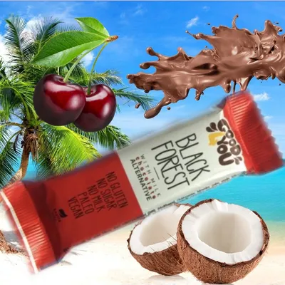 Produktbild von 10x25g Good4You Kokos Schoko Riegel Schwarzwälder / glutenfrei / ohne Zuckerzusatz / vegan