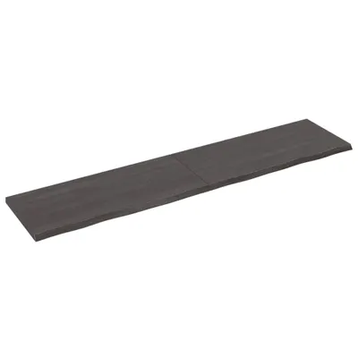 Image de Étagère murale marron foncé 220x50x(2-4)cm Chêne massif traité
