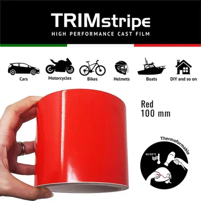 Image de Bande autocollante décorative pour voitures, rouge, 10 cm x 10 m