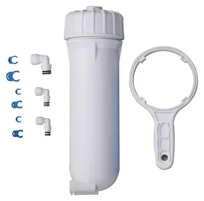 Productafbeelding van RO-membraanhuis 3012 met snelaansluitingen van 3/8" en 1/4", geschikt voor drinkwaterfiltersystemen met een capaciteit van 200-500 GPD