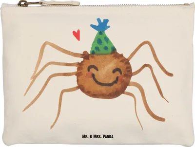 Produktbild von Mr. & Mrs. Panda kosmetiktäschchen Spinne Agathe Party Größe M - Weiß - Geschenk, Federmappe, Mäppchen, Glück, Schlampermäppchen, Selbstliebe, Wunder, Kosmetiktasche