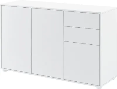 Produktbild von Příborník Komoda 74 x 117 x 36 cm se 2 zásuvkami a 3 dvířky dřevotřískové desky bílá vysoký lesk