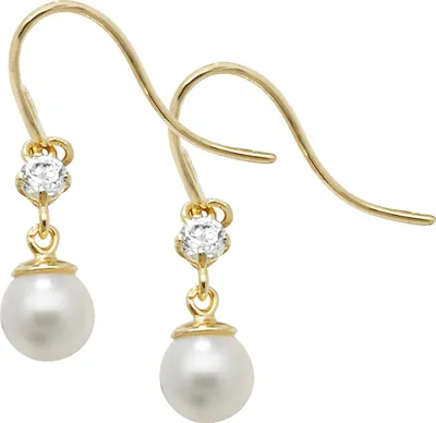 Produktbild von Moderne 9 Karat (375) Gold Damen - Paar Ohrringe mit Zirkonia, Süßwasser-Zuchtperle - 19mm*5mm; TRS270039KY