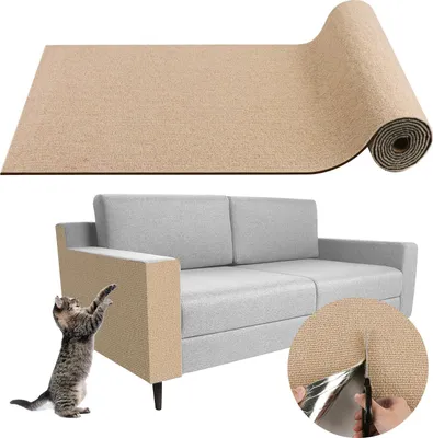 Produktbild von STILVORA Selbstklebende Katzenkratzmatte 100×40 cm, DIY Zuschneidbare Kratzschutz-Matte für Möbel & Teppiche, Robuste Cat Scratch Pad für Katzen,Braun