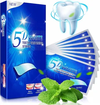 Produktbild von Zahnweiß Zahnaufhellung Streifen Strip Whitestrips Weiße Zähne Bleaching 5D, 1x 14 Paar