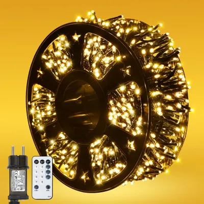 Cluster-Lichterkette Kupferdraht 10m 500 LED Warmweiß