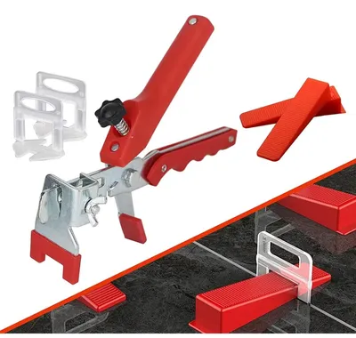 Produktbild von Fliesennivelliersystem Fliesennivellierclips Fliesenkeile - 400 Stück Clips - 100 Keile - Mit Zange - Für Fliesen 3 bis 12 mm - Für Boden und Wand