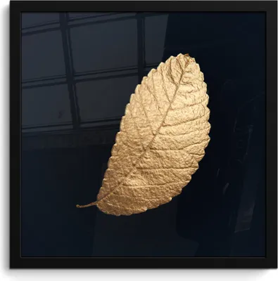 Produktbild von MuchoWow® MuchoWow® Gerahmtes Poster Gold - Blätter - Schwarz - Pflanzen - Luxus - Natur 40x40 cm - Poster mit zchwarzem Bilderrahmen - Mit Rahmen - Wanddekoration Schlafzimmer