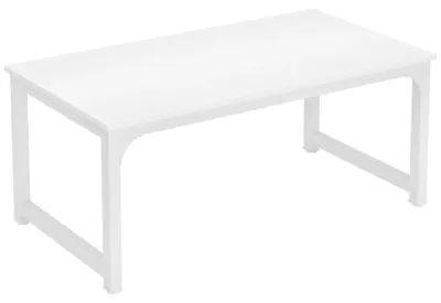Immagine prodotto di Ampia scrivania per computer - Scrivania rettangolare per l'ufficio in casa - 178x79x74 cm - Legno - Postazione di lavoro per laptop - Bianco