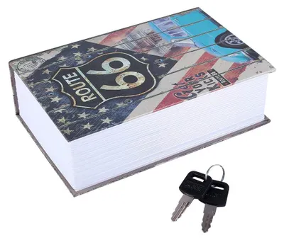 Imagen del producto de Caja de seguridad para libros, tipo caja fuerte, con cerradura y 2 llaves, para guardar dinero y joyas