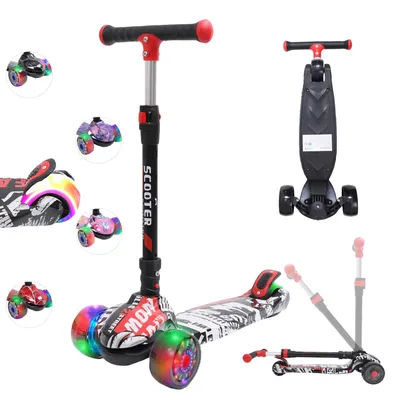 Produktbild von Habib Kinderroller Galaxy Roller 3-Rad mit LED Licht | Klappbar & Verstellbar: Graffiti