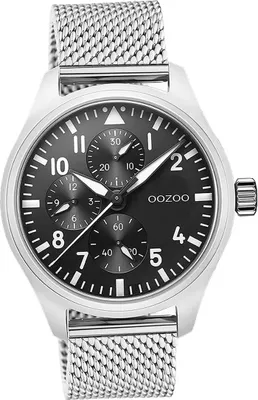 Produktbild von Oozoo Metall Mesh Herren Uhr Analog Quarzuhr Armband silber Timepieces D2UOC10958