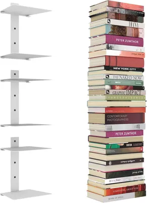 Produktbild von Schwebendes Bücherregal, 3er-Set, weiß, für Schlafzimmer