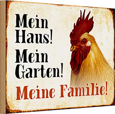 Produktbild von Holzschild Huhn 30x20cm mein Haus mein Garten Familie