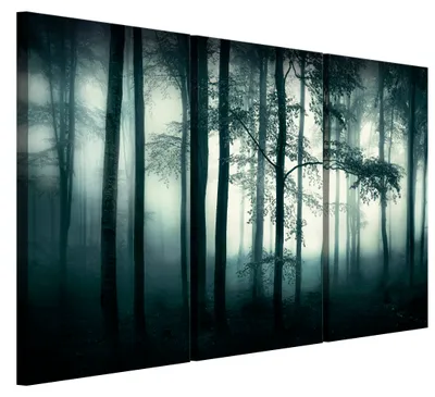 Produktbild von LUMASOUL Leinwand Bilder 3-teilig - Leinwandbild Natur Motiv - Wandbilder Holzrahmen und Webstuhl Wohnzimmer und Schlafzimmer - Bilder 90x60 cm Wald 19