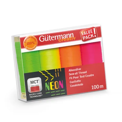 Zdjęcie produktu dla Zestaw nici szwalniczych Gütermann NEON 4x100m Col.1