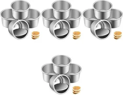 Produktbild von 16 Stück Mini Aluminium Kuchenformen Runde Donut Formen Muffin Kuchenformen Tarte Formen