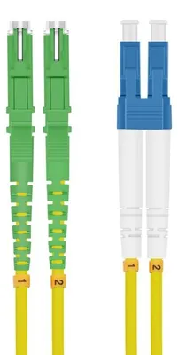 Produktbild von helos LWL Patchkabel E2000® APC (LSH)/LC Duplex 9/125µm OS2 gelb 1.0m