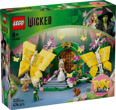 Produktbild von LEGO Wicked Glindas Hochzeitstag - Kreatives Spielzeug mit 2 Minifiguren & 2 beweglichen Schmetterlingsfiguren mit Zubehör – Kinder Geschenk für Mädchen, Jungen & Filmfans ab 8 Jahren - 75688