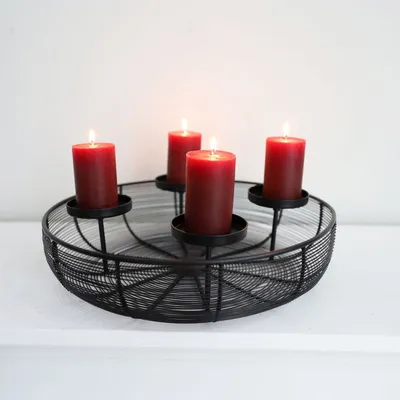 Produktbild von Adventskranz aus Metall Ø 36,5 cm schwarz 613-401201